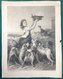 The Highland Keepers Daughter Litho-R. Ansdell R.A. Pinxt And C. Cousen Sculpt - 9.25 In Length X 12 In Height