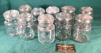 Vintage Glass Canning Jars - Lot Of 10 - #B