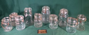 Vintage Glass Canning Jars - Lot Of 10 - 2 Without Lids - #C