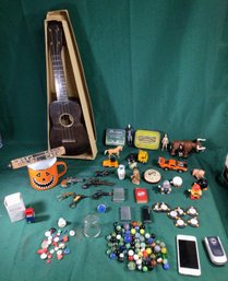 VINTAGE Drawer Lot - Diecast, Child's Guitar, Miniatures, Cap Guns, Lighters STUFF!!!