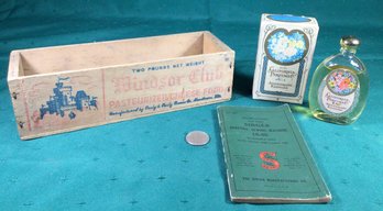 Advertising Wood Box, Vintage Avon California Perfume Anniversary Keepsake, Antique Singer Instuctions