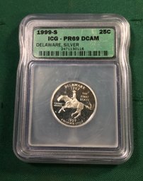 SILVER COIN, 25C Cameo, Pennsylvania Silver 1999-S, ICG - PR69 DCAM - SHIPPABLE