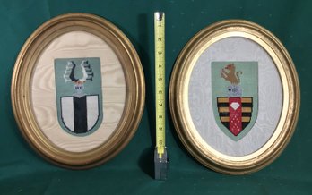 2 Antique Coat Of Arms In Gold Gilt Frames - SHIPPABLE