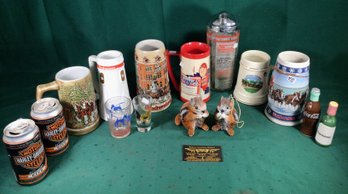 Budweiser Stein Lot Plus More - See Photos For Two Antique Steins In This Lot! Lot Of 15