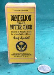 Antique Advertising - Dandelion Brand Butter Color - CHR. Hansen's Laboratory, Inc., Milwaukee 14, Wisc.