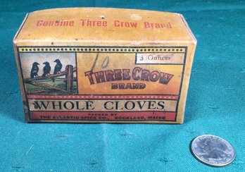 Antique Advertising - Three Crow Brand Whole Cloves - Packed By The Atlantic Spice Co., Rockland, Maine