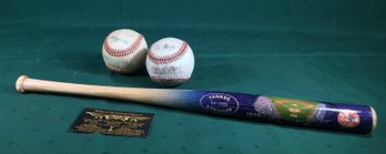 Yankee Stadium Mini Bat And Two Baseballs - Diamond And Rawlings