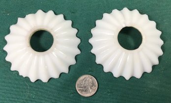 Pair Of Milk Glass Candlestick Shades - See Description