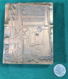 Antique Printing Block: Overcut Machine Image - Smith & Winchester, South Windham, Conn.