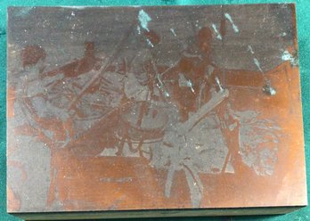 Antique Printing Plate: Men Working On A Ship