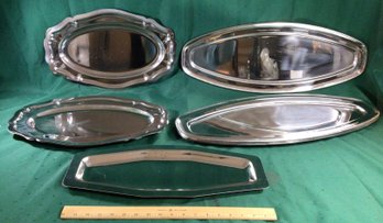 Lot Of 9 Stainless Steel Restaurant Serving Trays