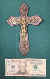 Antique Victorian Bronze Crucifix - 8 In X 5.5 In