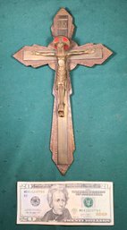 Antique 1920s Beautiful Art Bronze - Art Deco Style Crucifix - 11.5 In X 7 In