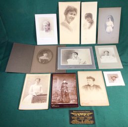 Antique Portrait Photographs Of Women In New England: CT, RI, MA, PA - Lot Of 11