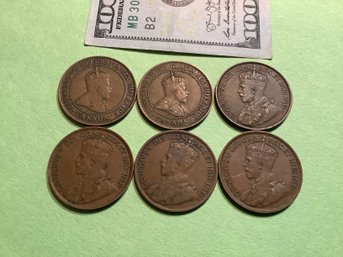 Canadian Large Cent Coin Lot Of 6