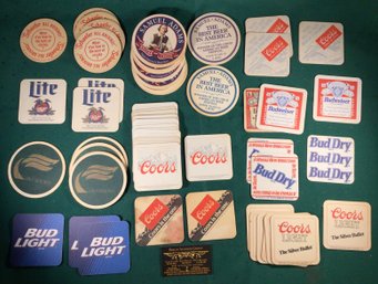 Various Vintage Beer Coasters - Bud Light, Coors, Samual Adams, Schaefer, Miller Light And More! Lot Of 58