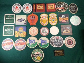 Various Vintage Beer Coasters - Bass, CastleMaine, Newcastle, Heineken And More! Lot Of 30, SHIPPABLE