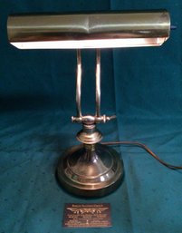 Vintage Underwriters Laboratories Brass Bank Desk Lamp - Very Adjustable, Some Losses - See Photos