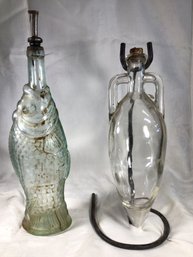 Two Italian Glass Bottles