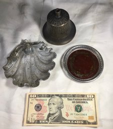 Lot Of 3 Metal Wares - Brass Bell Is Quite Nice!