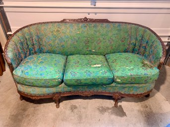 Antique Victorian Tufted Barrel Back 79 Inch Sofa, GOOD BONES!!