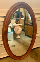Antique 54x31 Inch Oval Pine Framed Mirror, Super Nice Frame!