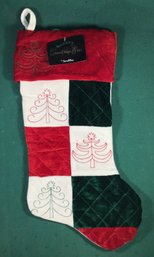Velvety Christmas Stocking With Embroidered Christmas Trees. SHIPPING AVAILABLE.