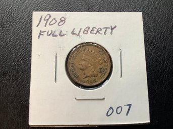 1908 Indian Head Cent Full Liberty #007
