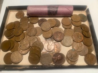 80 U.S. Wheat Pennies, Plus Unipened Roll 1963 Worcester County National Bank