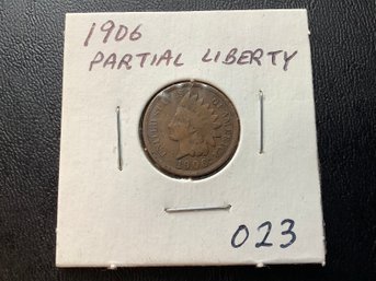 1906 Indian Head Cent Partial Liberty #023