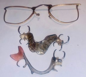 Odd Lot! 1/10 12K Gold Filled Eyeglasses  2 Dental Appliances (of Untested/Unknown Metal)