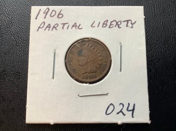 1906 Indian Head Cent Partial Liberty #024