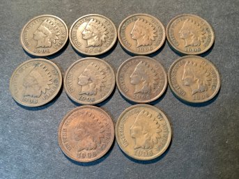 1906 Indian Head Cent Lot Of 10 #030