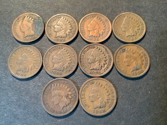1906 Indian Head Cent Lot Of 10 #031