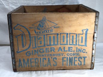 Antique Wood Crate - Diamond Ginger Ale - Waterbury, Conn. - 12 In X 12 In X 17 In - #1