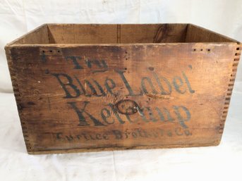 Antique Wood Crate - Blue Label Ketchup, Pure Maple Syrup, Curtice Brothers Co. - 11 In X 13In X 20 In - #4