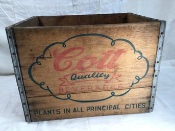 Antique Wood Crate - Cott Quality Beverages, Cott Corp. Manchester, N.H. - 12.5 In X 12.5 In X 17 In - #5