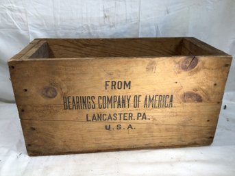 Antique Wood Crate - Bearings Company Of America, Lancaster, Penn - 10 In X 12 In X 22 In - #7