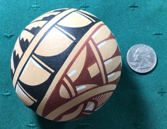 Native American Painted Paper Weight, Signed On Bottom