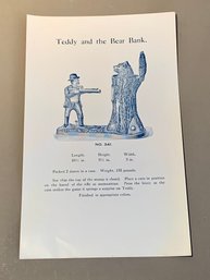 Original Instruction Sheet For TEDDY And The BEAR Mechanical Bank, SHIPPABLE