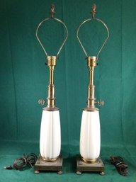 Pair Of Vintage Stiffel Lamps With Signed Lenox Body And Stiffel Label