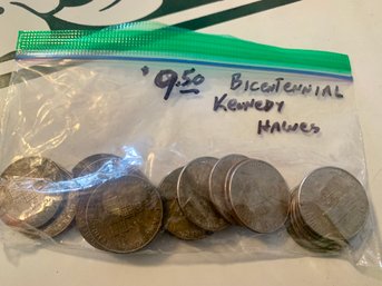 $9.50 Face, U.S. Bicentennial Kennedy Half Dollars, SHIPPABLE