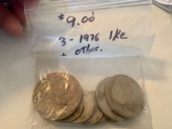 $9 U.S. Coins, 3 IKE Dollars, And 6 Other U.S. Dollar Coins, SHIPPABLE