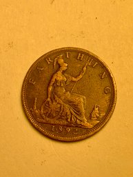 1892 Britain One Cent Coin, SHIPPABLE