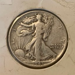 1943 U.S. Standing Liberty Half Dollar Coin, Nice. SHIPPABLE