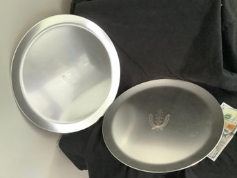 Kensington Aluminum Ware 12-1/4 Inch Platter Lot Of 2