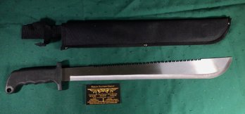 Machete With 18' Serrated Blade And Sheath