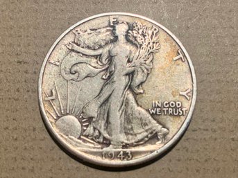 1943 U.S. Standing Liberty Half Dollar Coin, Better. SHIPPABLE
