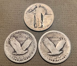 3 U.S. Silver Quarters, No Dates, SHIPPABLE