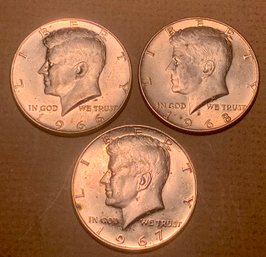 1966,67 & 1968 U.S. Kennedy Half Dollars, UNC., 40 Percent Silver Coins, SHIPPABLE